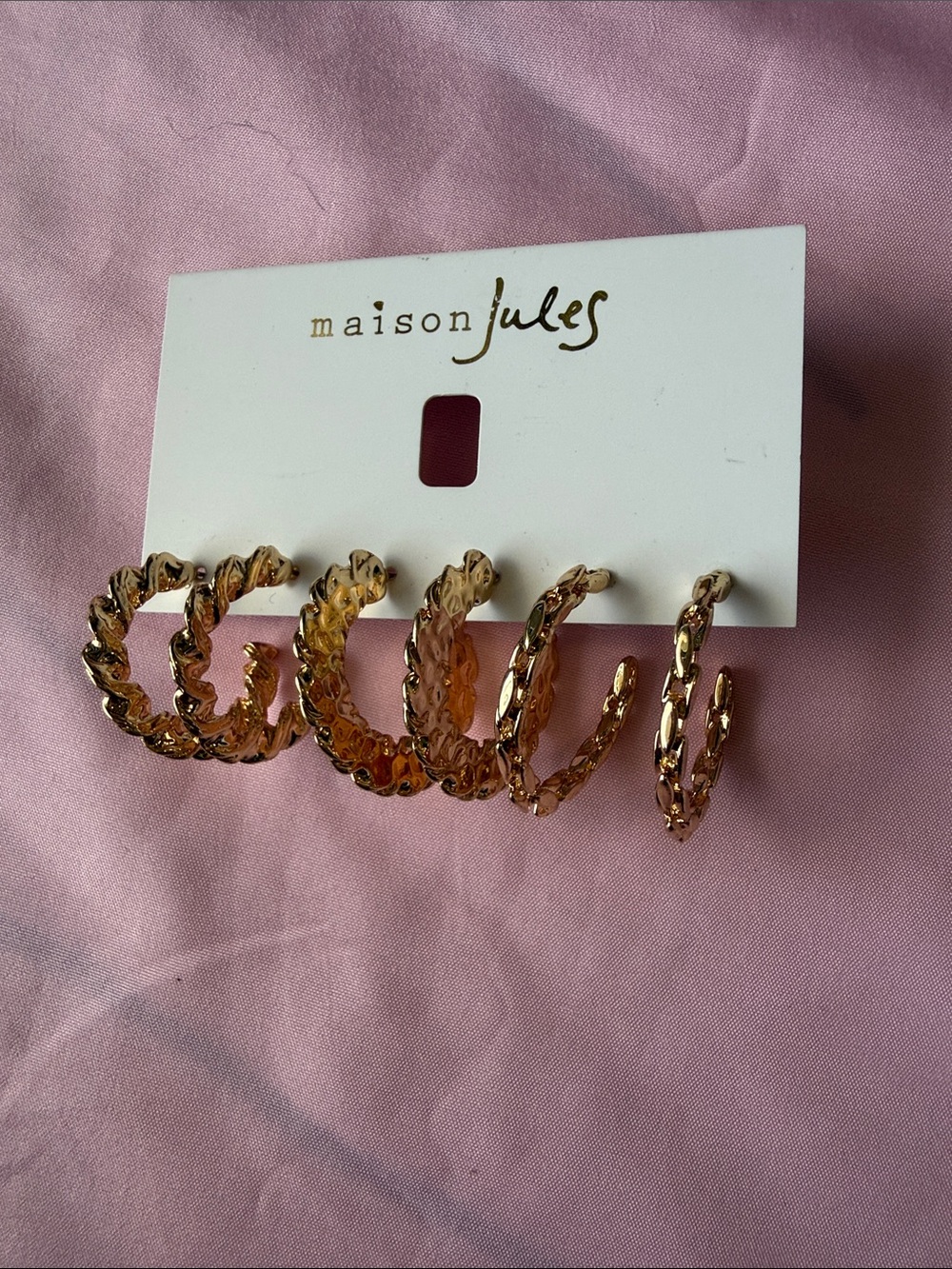 Maison Jules Gold tone Twisted Hoop Earring Set - Gold tone